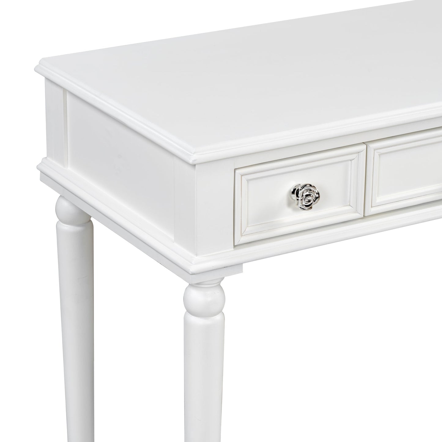 Retro Makeup Desk with Large Mirror, 3-Drawer Dressing Table for Jewelry Storage, Elegant Console Table for Bedroom, Living Room, Hallway & Foyer,White