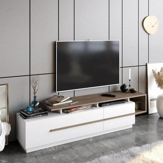 Pia 71" TV Stand and Media Console with Cabinets and Shelves for TVs up to 80"