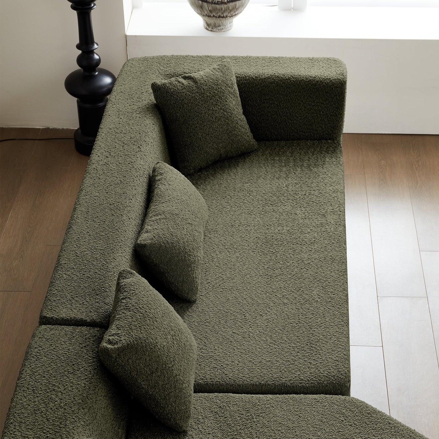 127.5'' Modern Minimalist Sectional Cloud Couch With Deep Seat,No Assembly Required