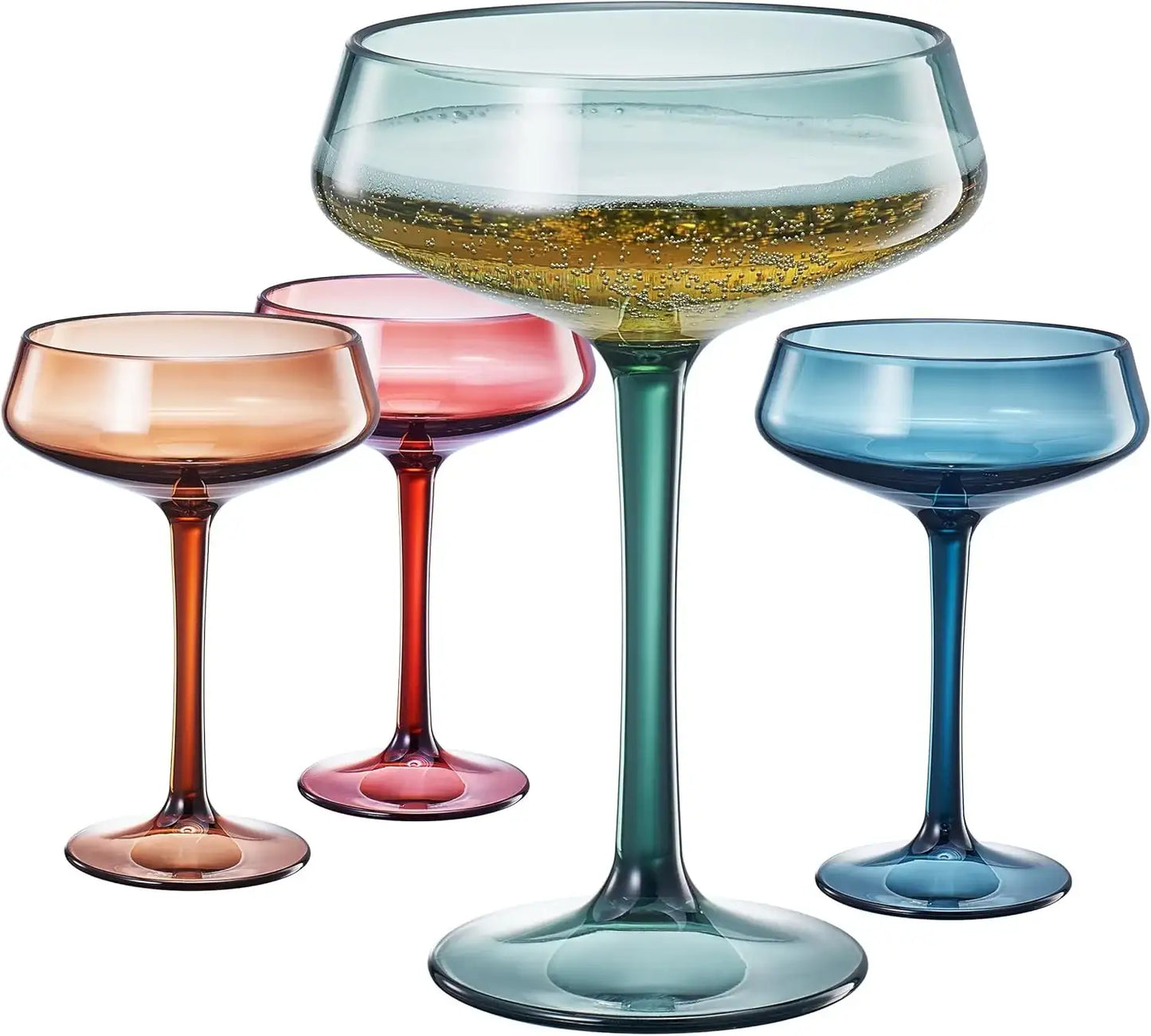 Khen Colored Acrylic Coupe Glasses – Set of 4 Stemmed 8 oz