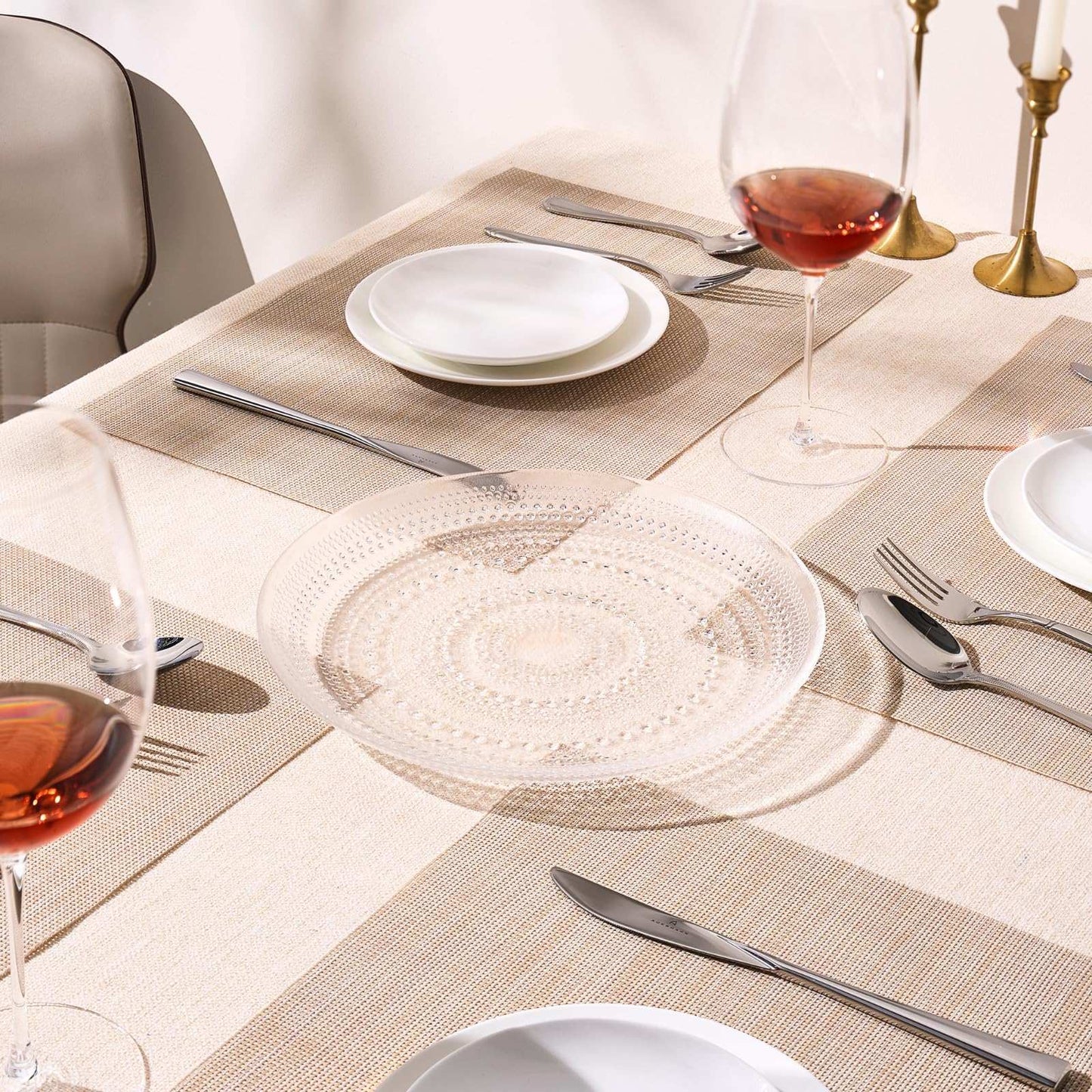 Glass Hobnail Dinner or Charger Plates | Set of 4 | Clear