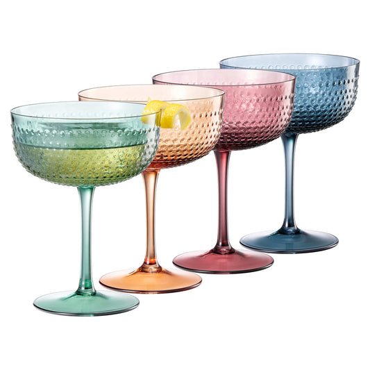 Hobnail Coupes, Cocktail Glass | Set of 4 | Muted Colors