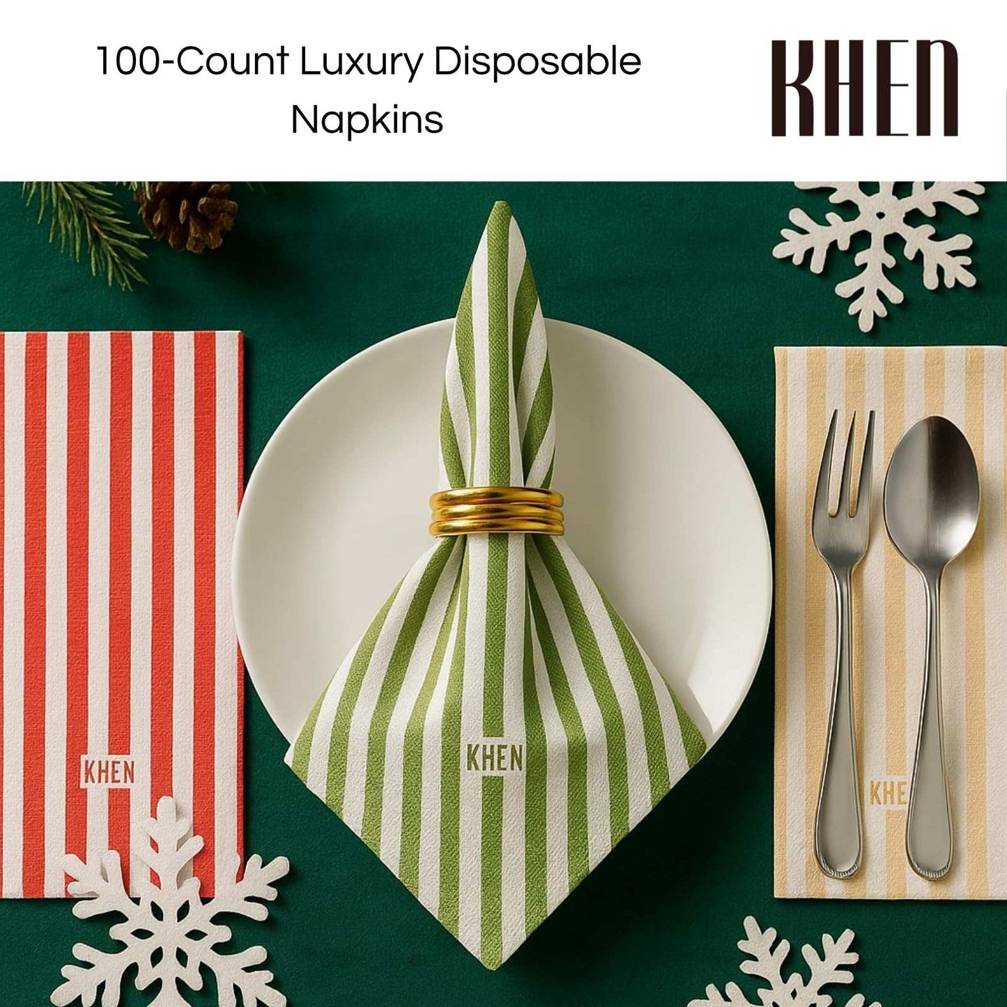 Tonal Striped Disposable Napkin Set 100 Pieces