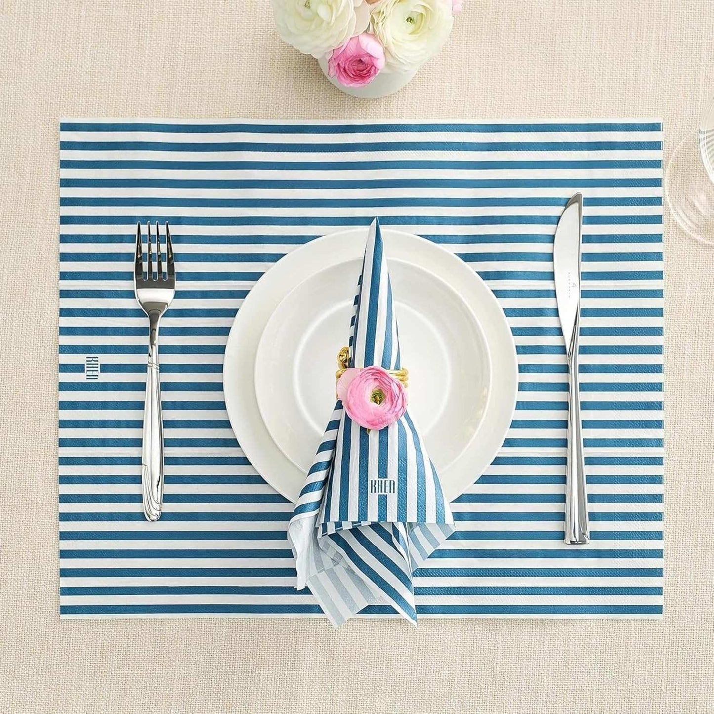 Tonal Striped Disposable Napkin Blue Set of 50 Pieces