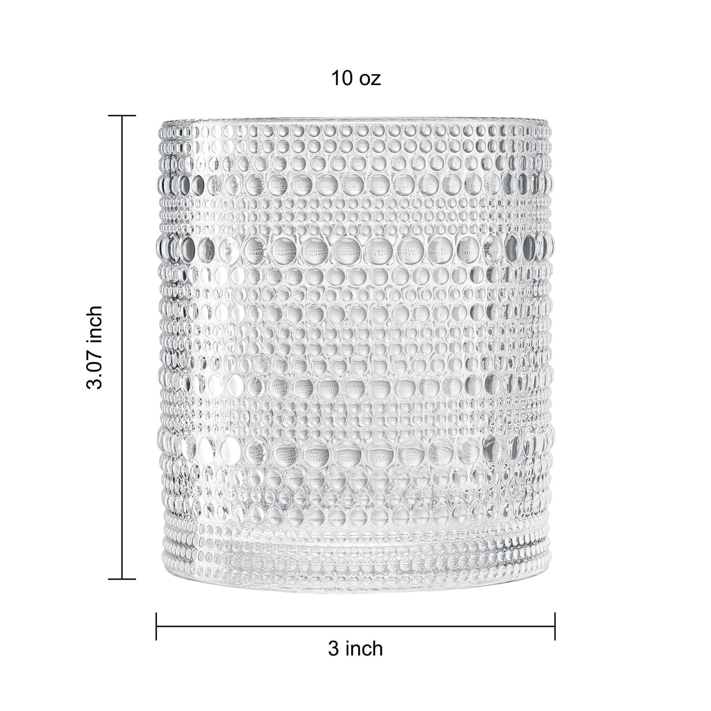 Khen Hobnail Drinking Glasses with Straws | Clear Colors | Set of 6