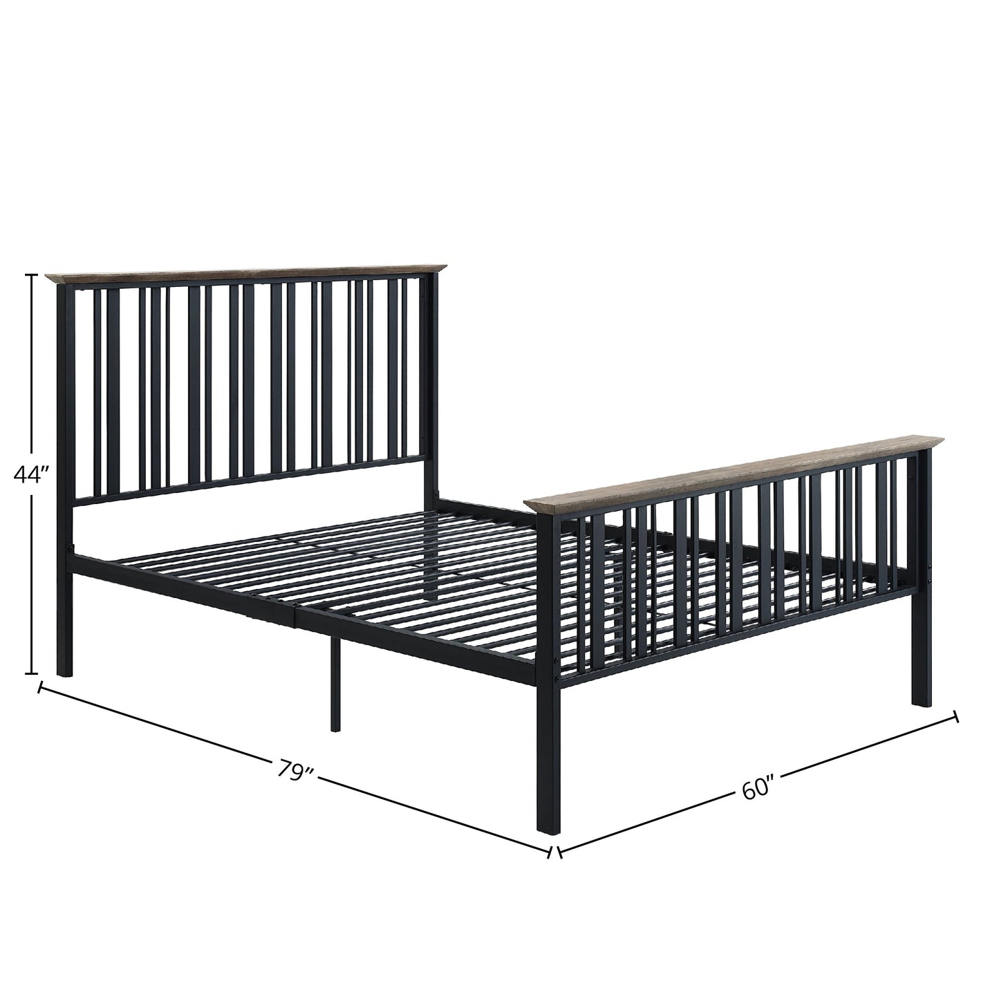 Zudora  Antique Oak & Black Finish Full Bed