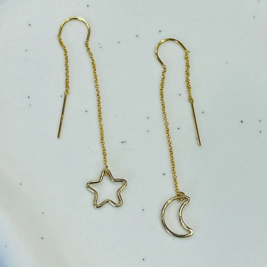 STAR & LUNA MOON THREADER EARRINGS