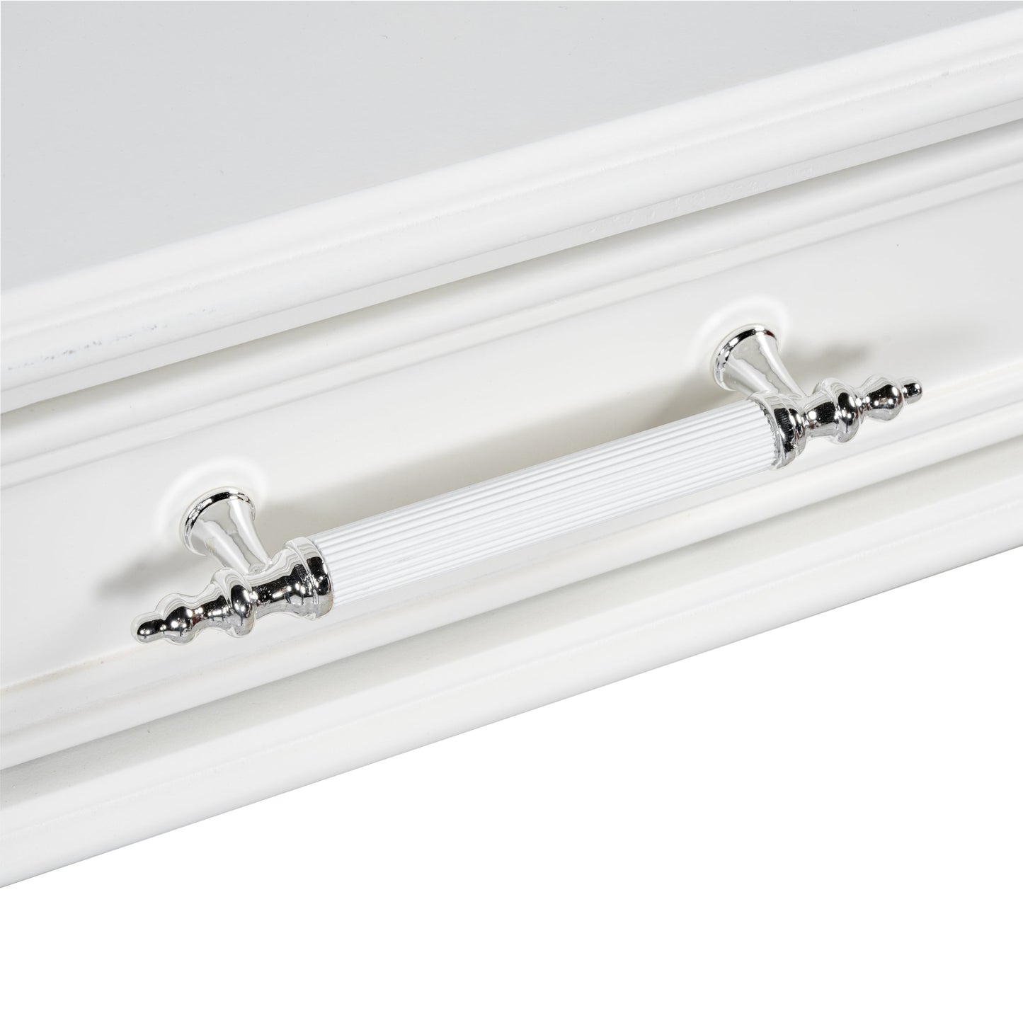 Retro Makeup Desk with Large Mirror, 3-Drawer Dressing Table for Jewelry Storage, Elegant Console Table for Bedroom, Living Room, Hallway & Foyer,White