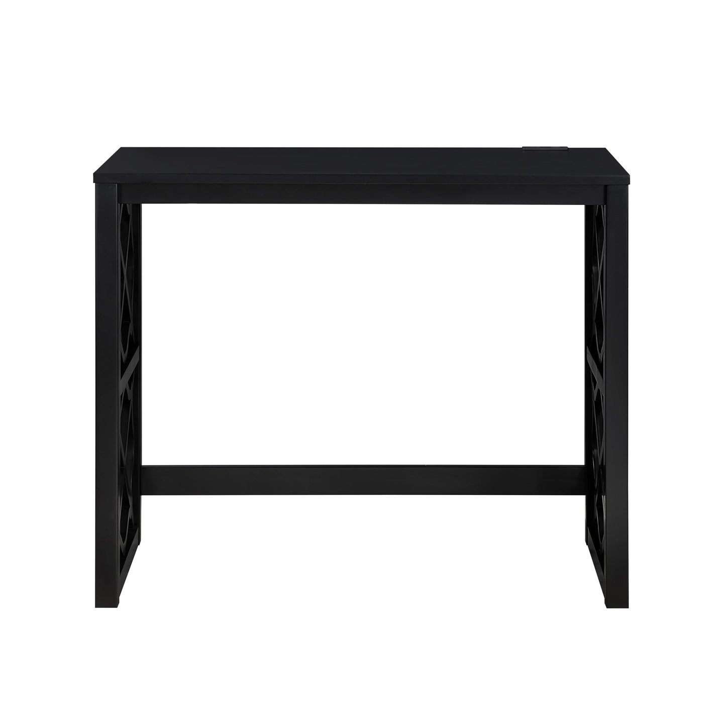 Desks and Stool Set 3pc Black Finish Rolling Desk with Casters, 2 Charging ports Home Office Furniture