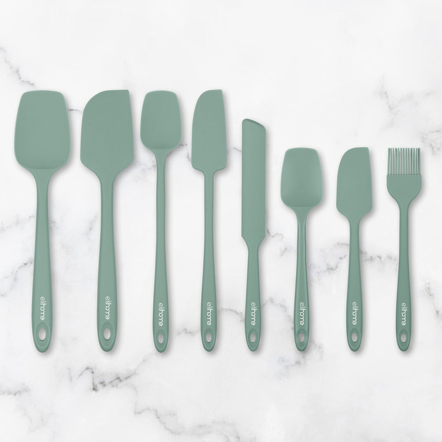 8 Piece Silicone Spatula Set - Teal Grey