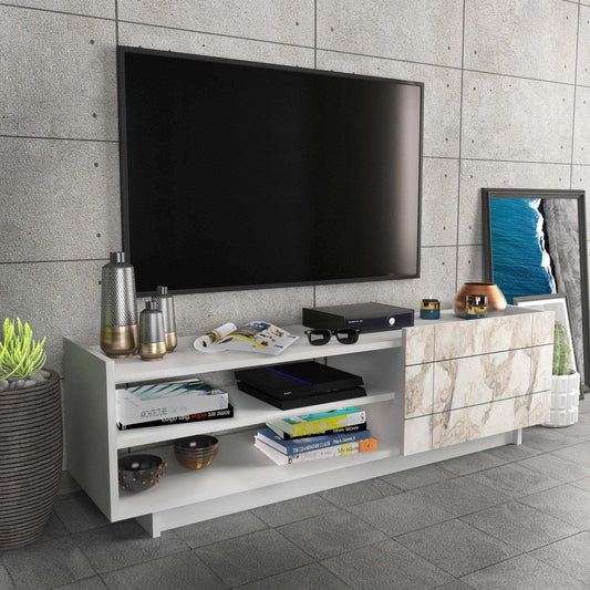 Valantina 55” Wide TV Stand & Media Console with A Cabinet & Shelves for TVs up to 63"