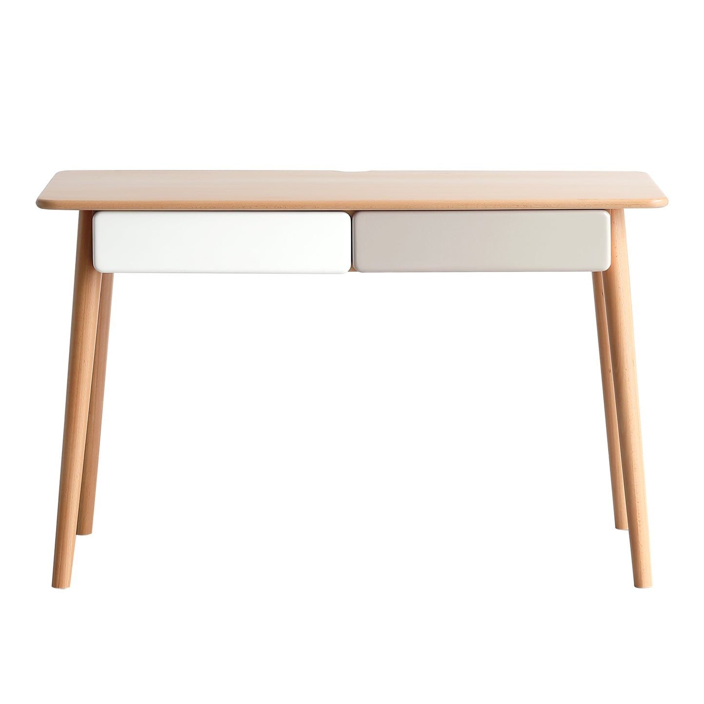 Modern Simple Style Solid Wood Computer Desk with 2 Drawers and Gap Design in Beech, 47''