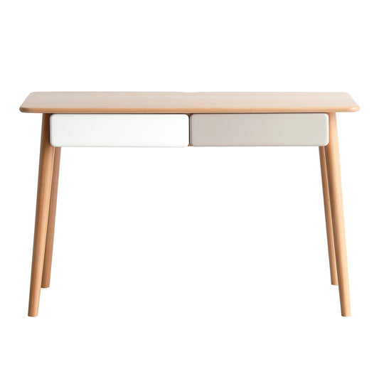 Modern Simple Style Solid Wood Computer Desk with 2 Drawers and Gap Design in Beech, 47''