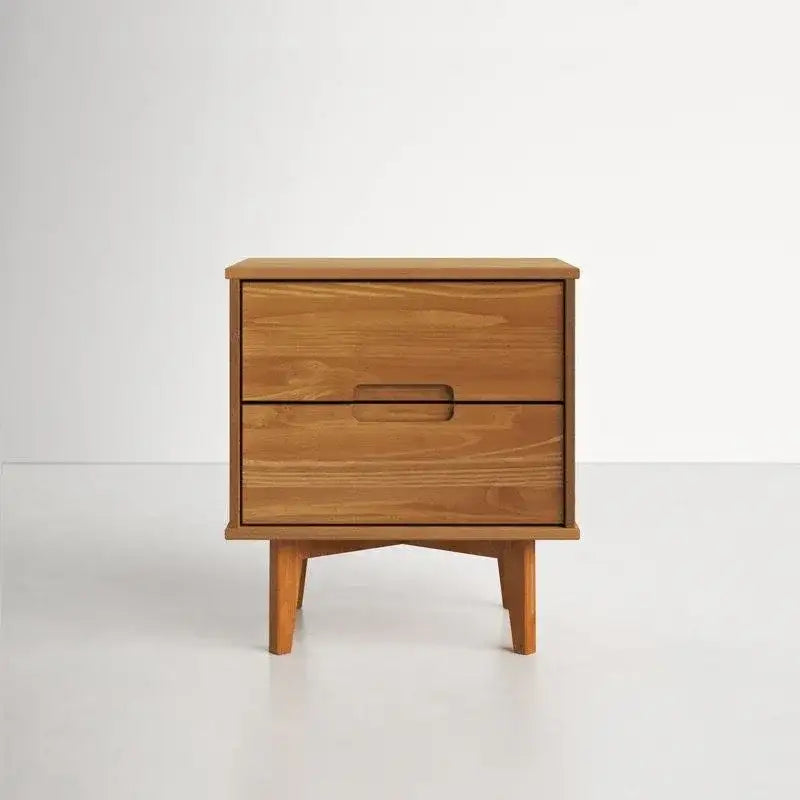 FarmHouse 2 Drawer Solid Wood Nightstand Medium Brown