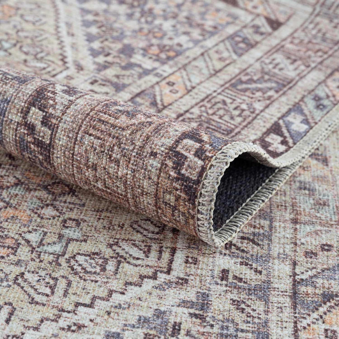 Barny Tan Washable Area Rug