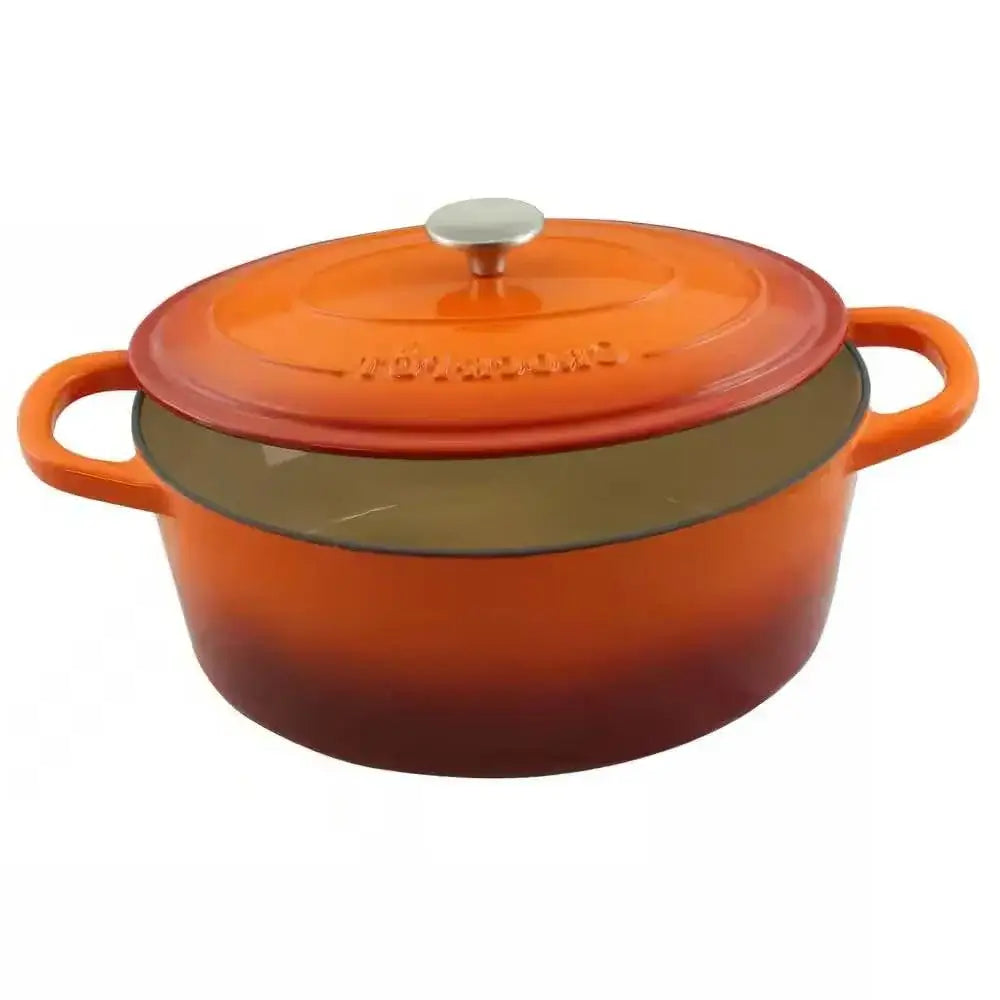 Orange Red Sunbust 7-Quart Enameled Cast Iron Dutch Oven with Lid
