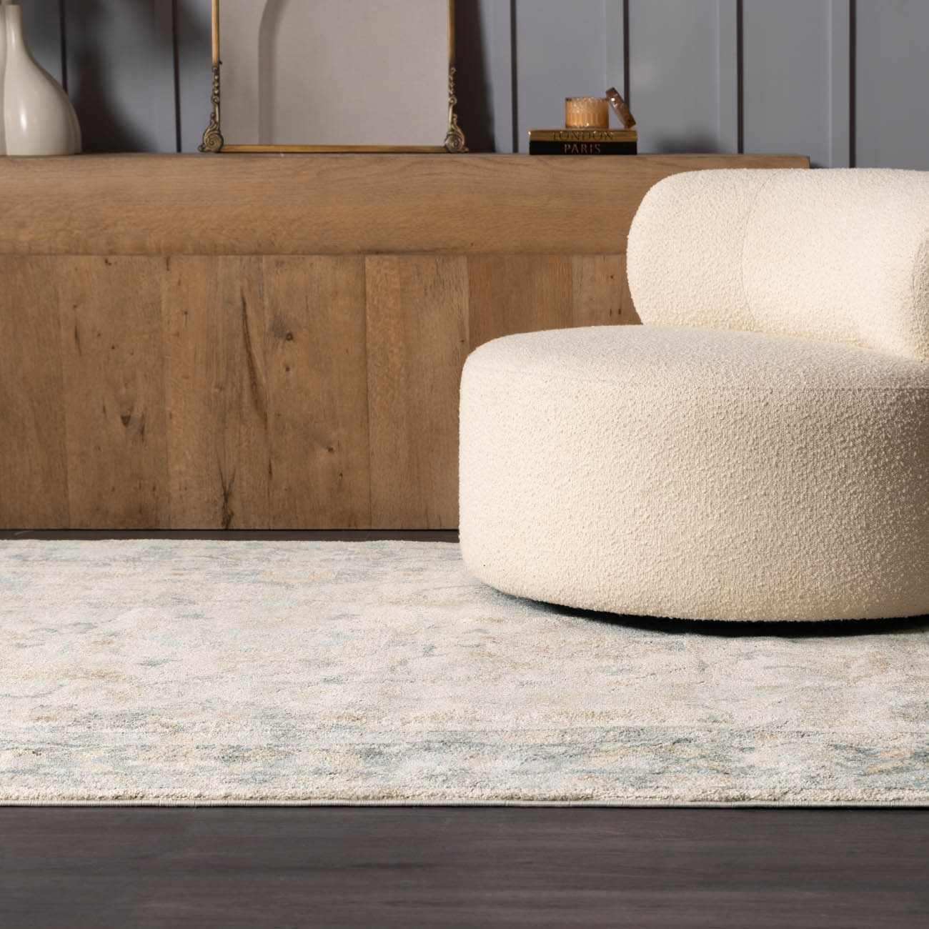 Ahmaud Beige & Light Gray Thick Luxe Area Rug