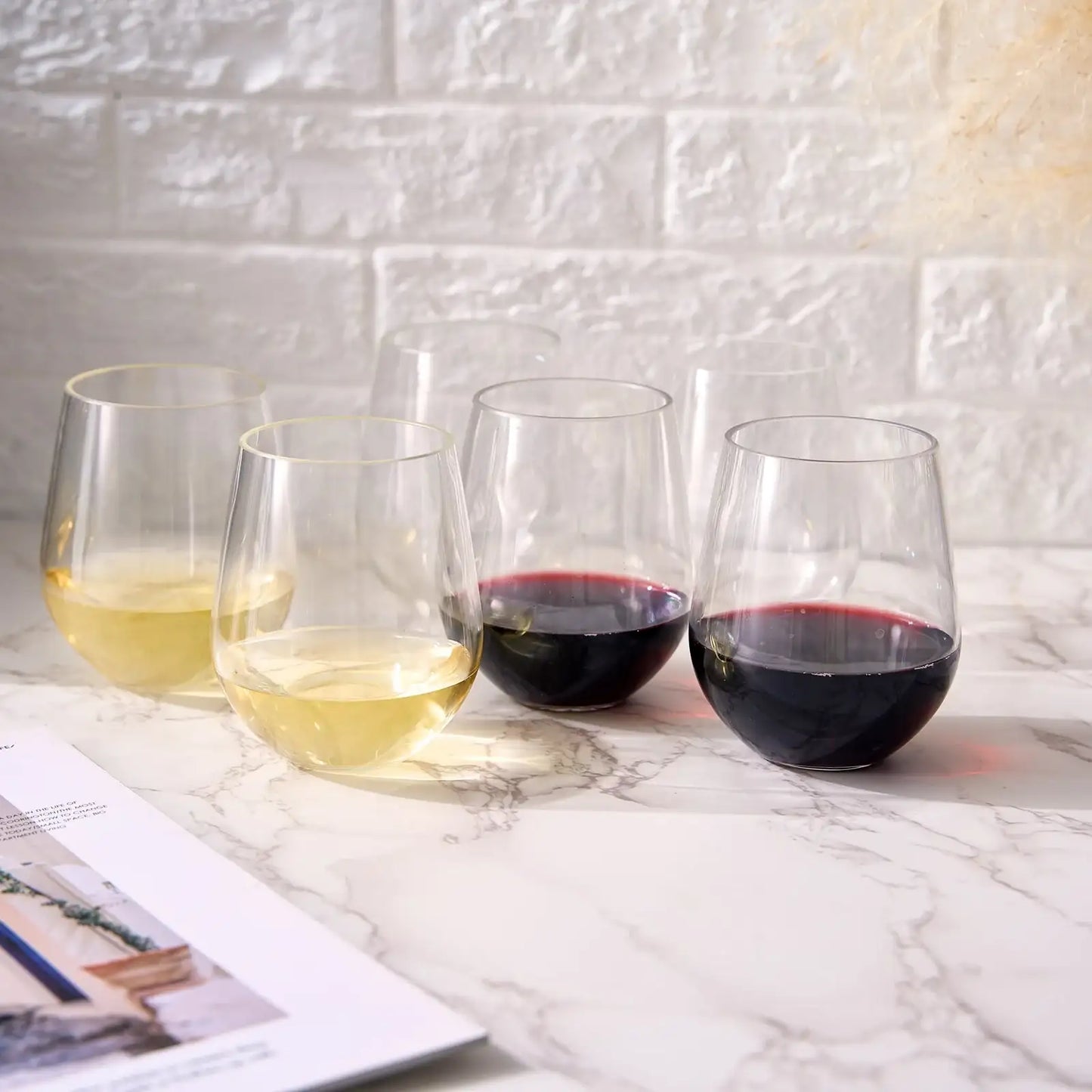 Barcelona Acrylic Stemless Wine Glassware, Set of 6