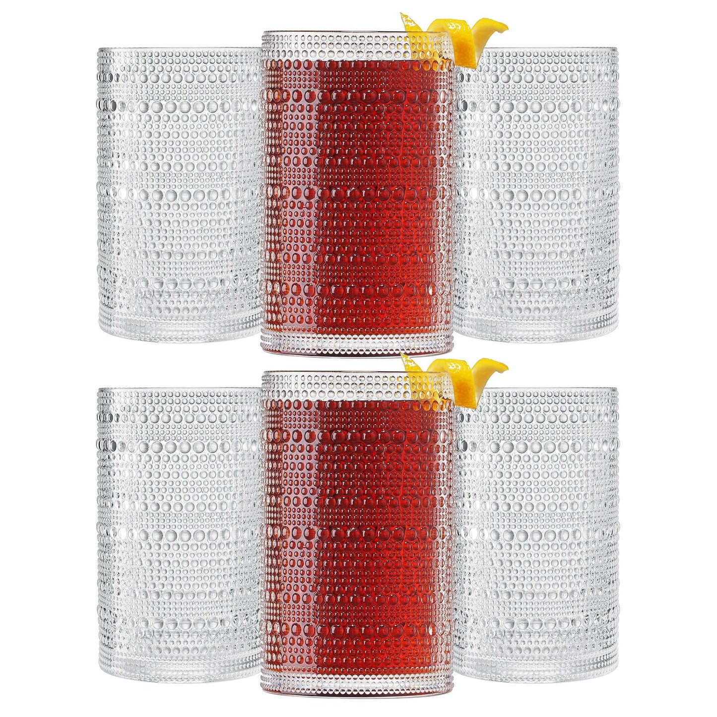 Barcelona Acrylic Highball Hobnail Glassware, Set of 6