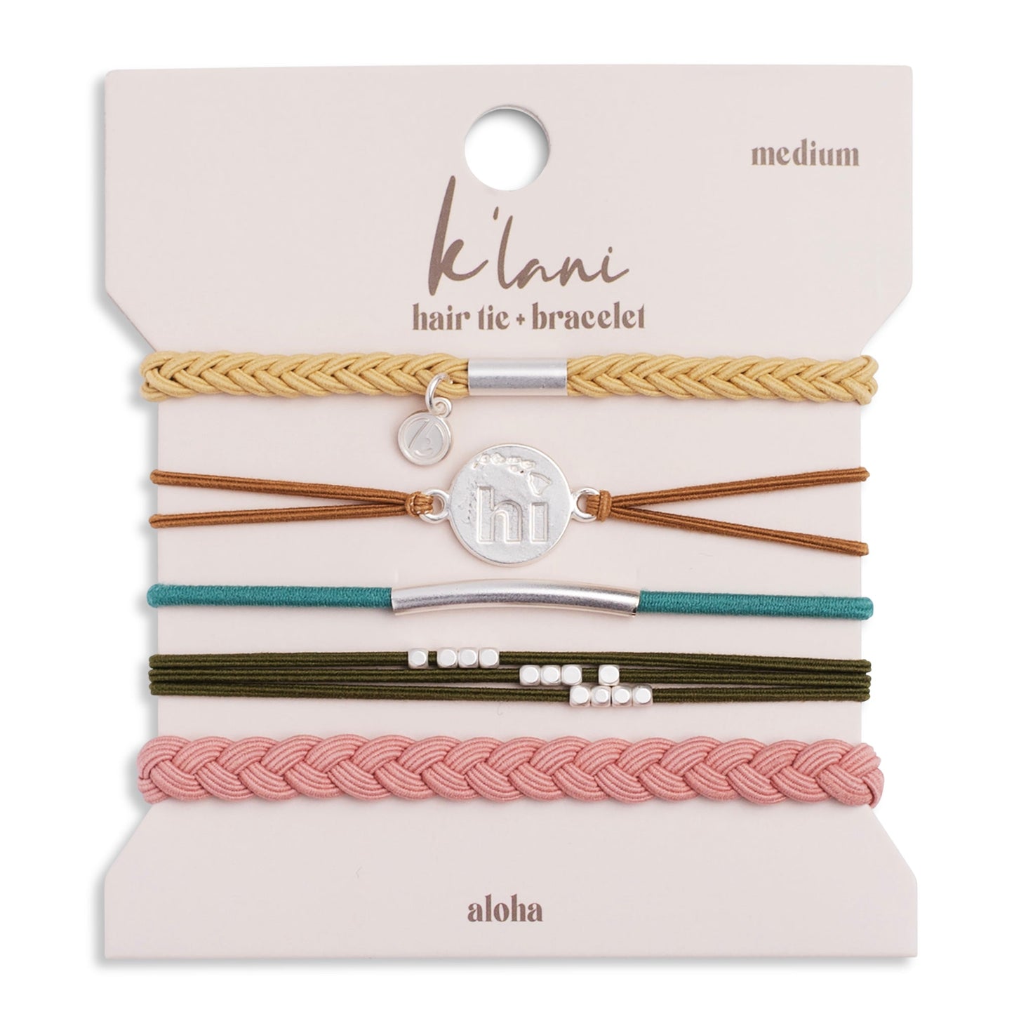 "Aloha" Silver Hawaii Charm Hair Tie Bracelets
