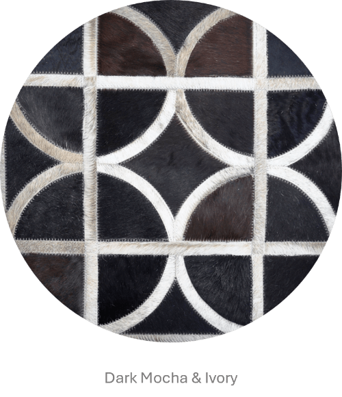 ALPHA – Custom Animal Hide Rug in Geometric Circle Pattern