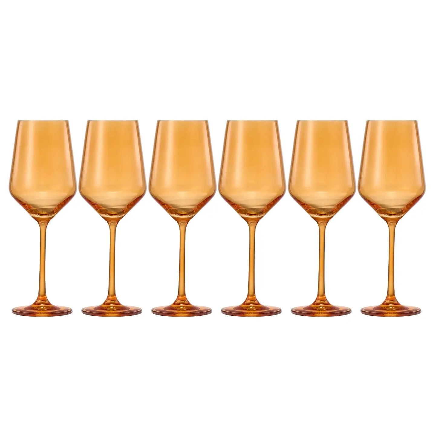Rhea Stemmed Wine Glassware, Set of 6, Amber