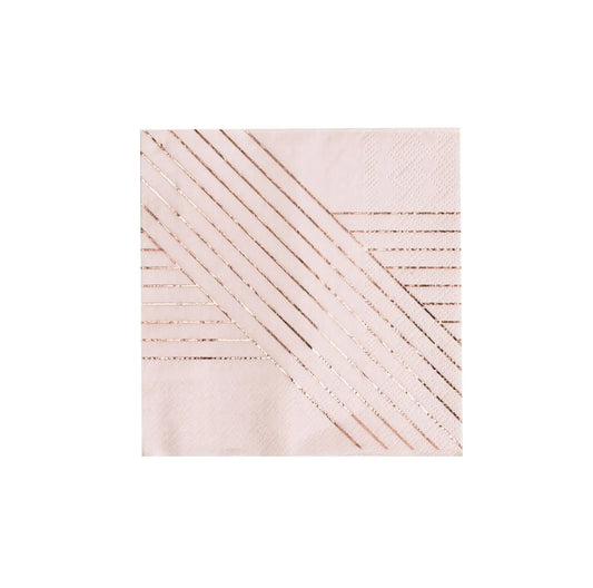 Amethyst - Pale Pink Striped Cocktail Paper Napkins