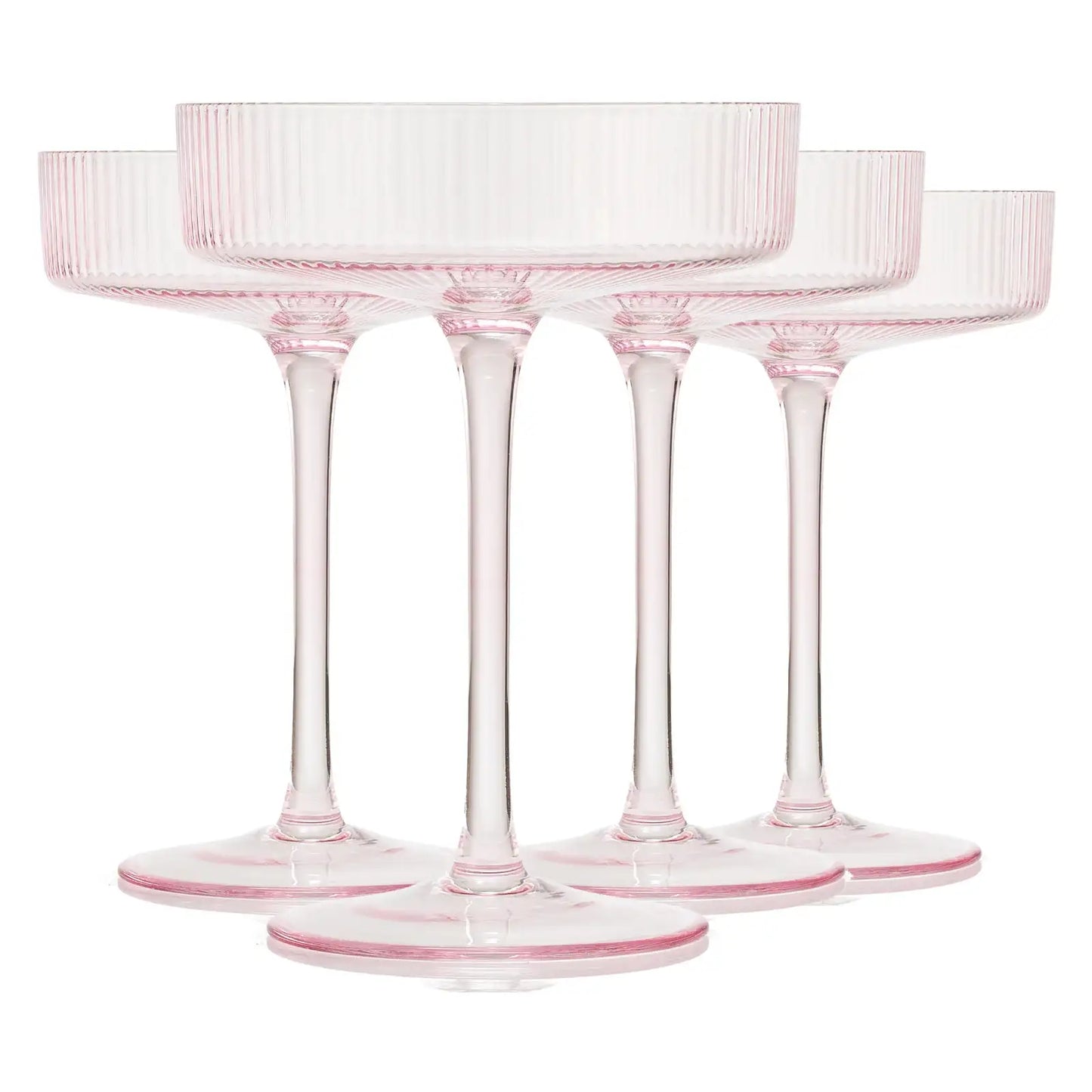 Como Ribbed Champagne Coupe Cocktail Glassware, Set of 4