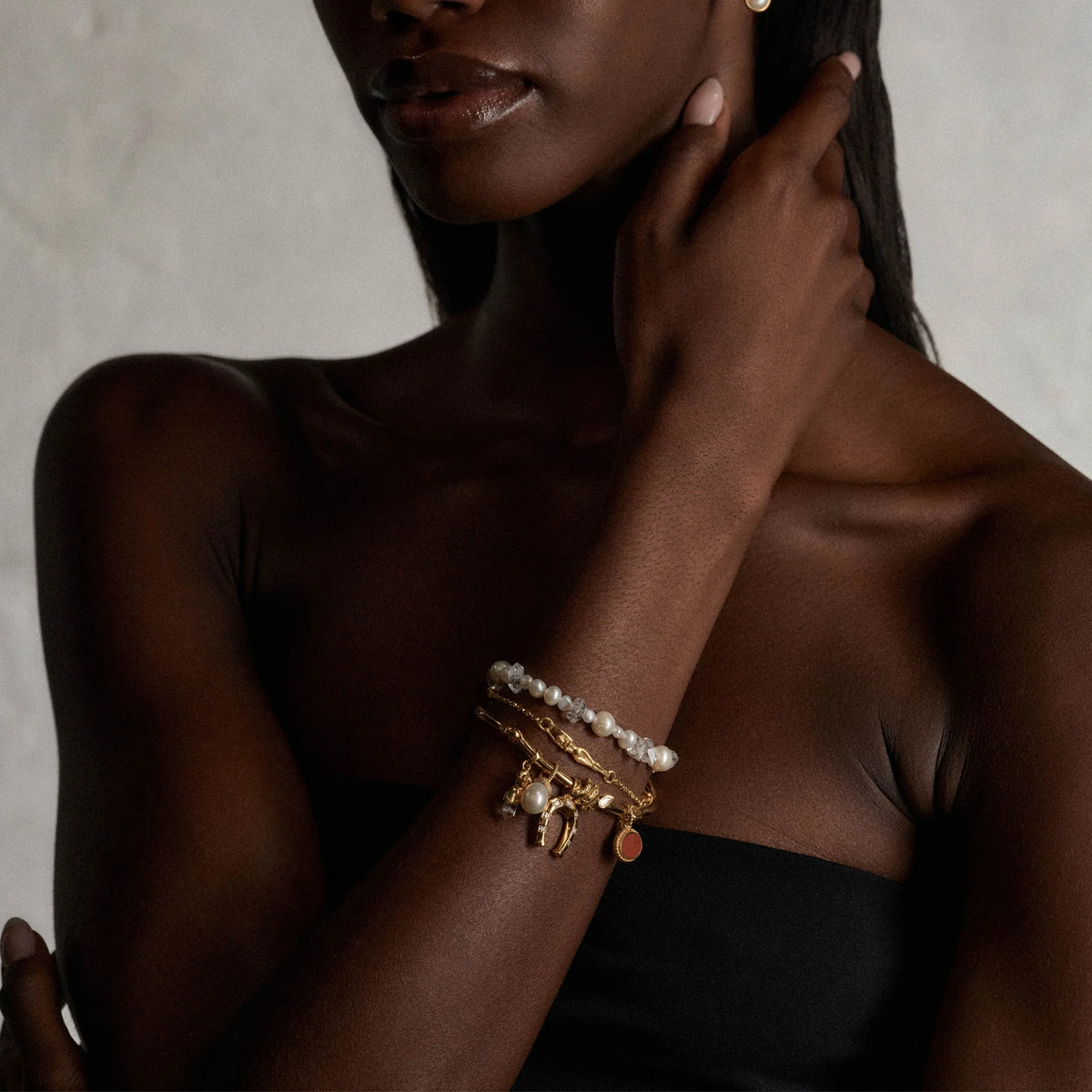 Pearl & Raw Crystal Bracelet