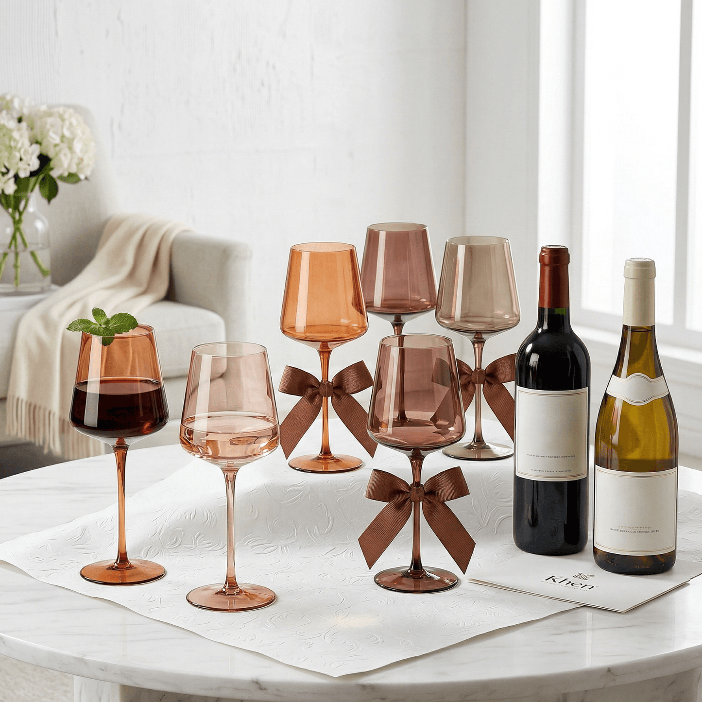 Venus Wine Glasses, Set of 6, Brown Shades 22.3oz Glass Tall