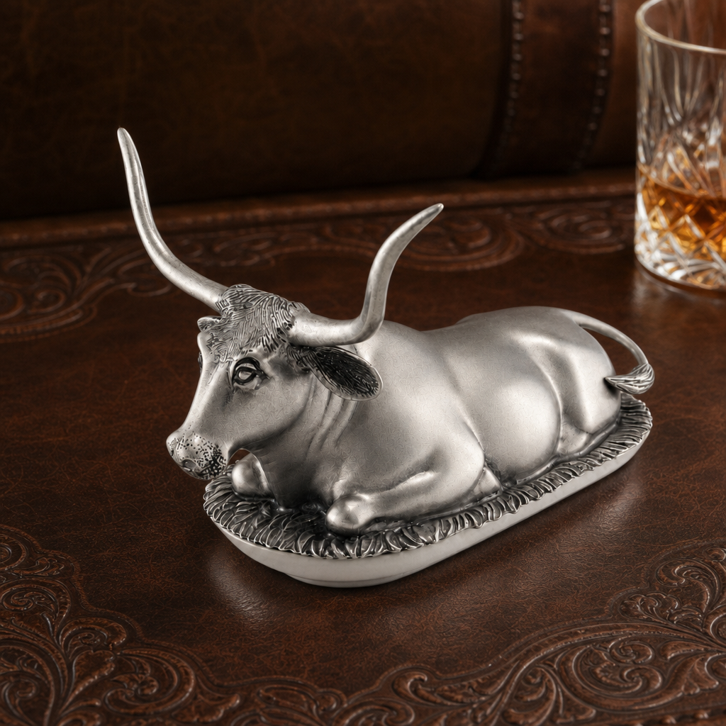 Pewter Longhorn Steer Butter Dish