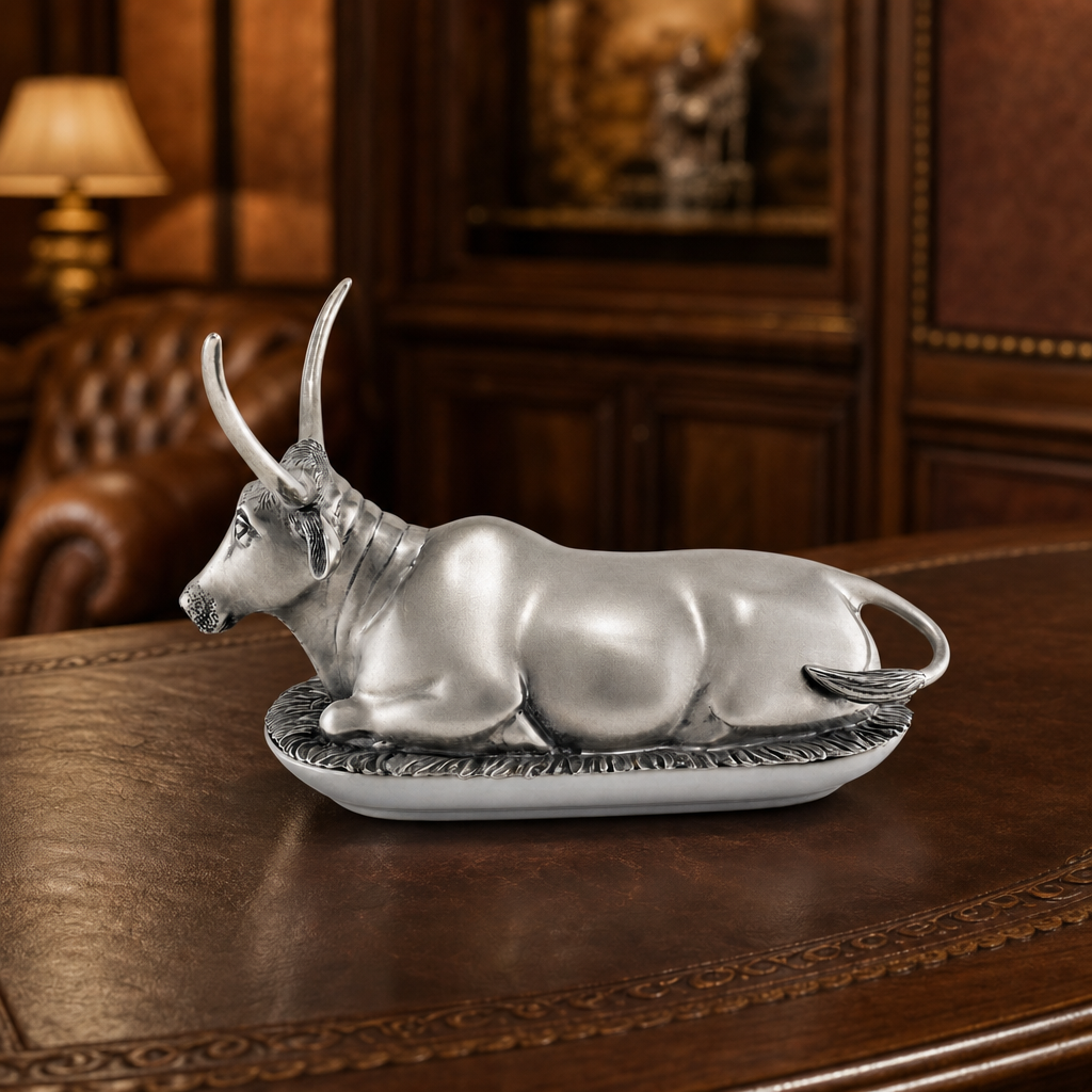 Pewter Longhorn Steer Butter Dish