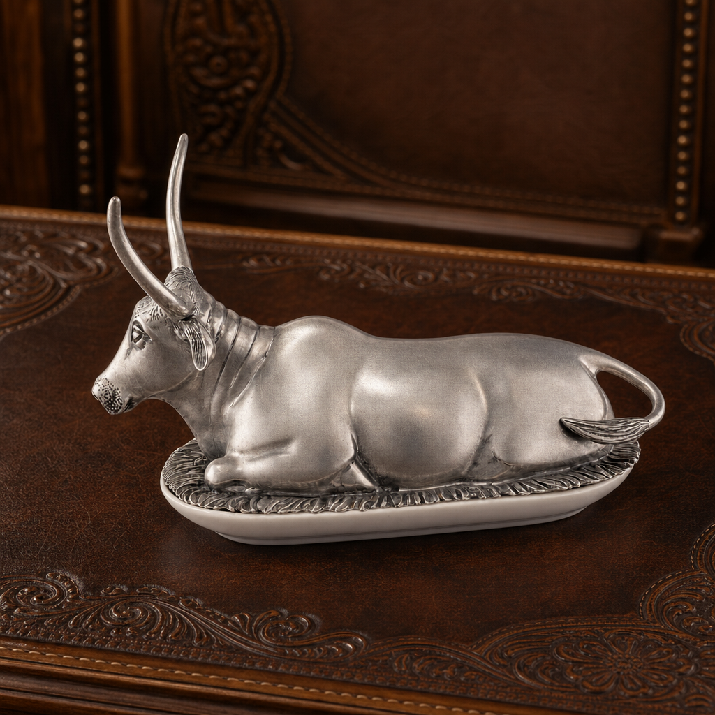 Pewter Longhorn Steer Butter Dish