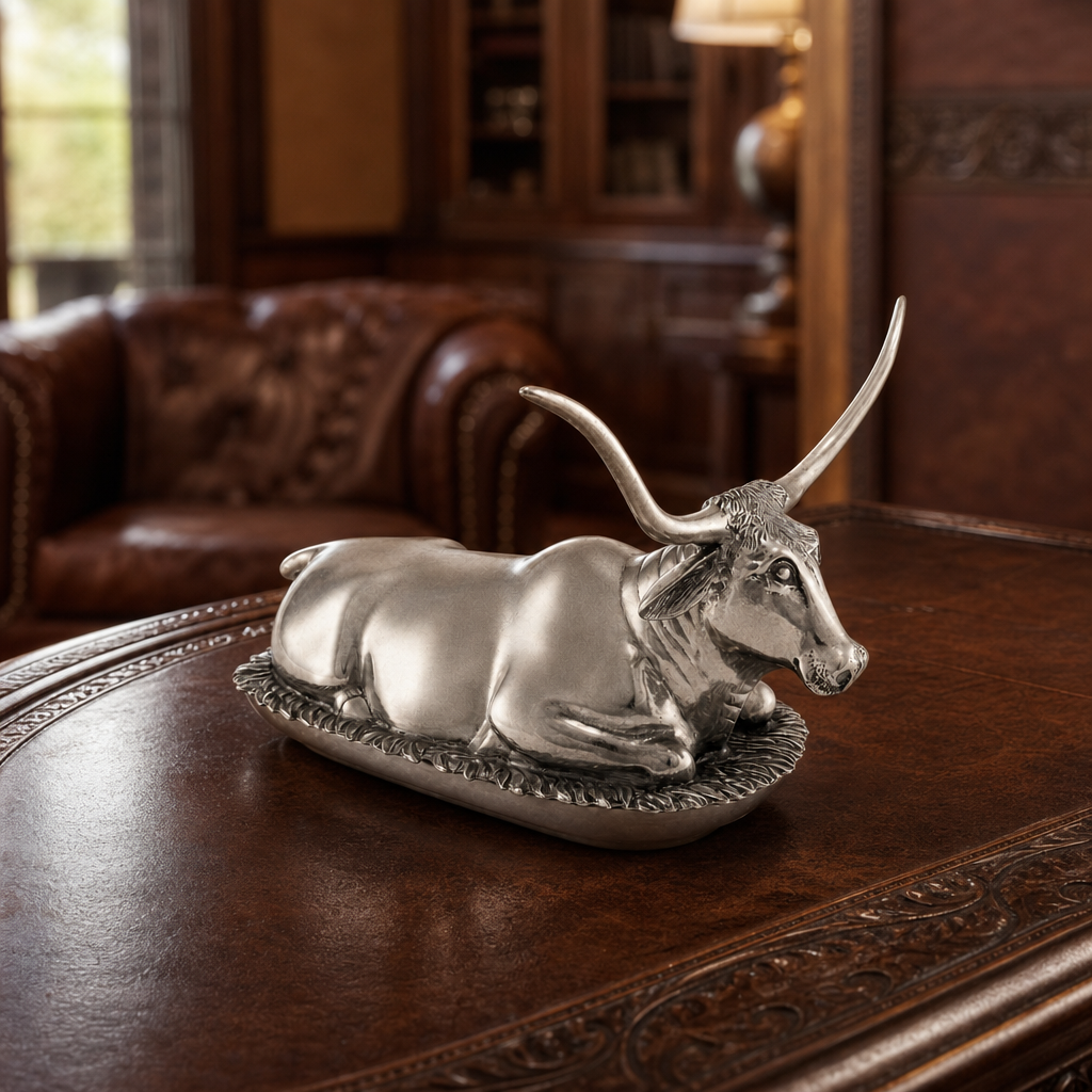 Pewter Longhorn Steer Butter Dish