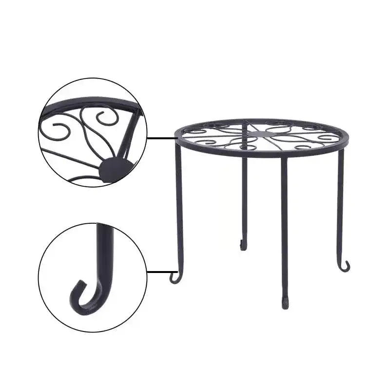 Set of 4 - Indoor Outdoor Black Metal Plant Stand