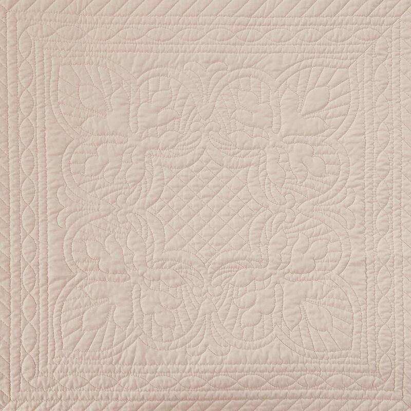 Full/Queen Size 3 Piece Reversible Scalloped Edges Microfiber Quilt Set in Blush
