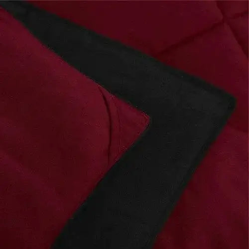 King/Cal King Traditional Microfiber Reversible 3 Piece Comforter Set in Black/Maroon