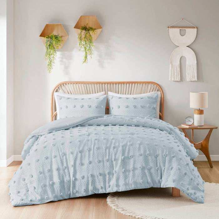 Twin/Twin XL 2-Piece Blue Pompom Microfiber Hypoallergenic Comforter Set