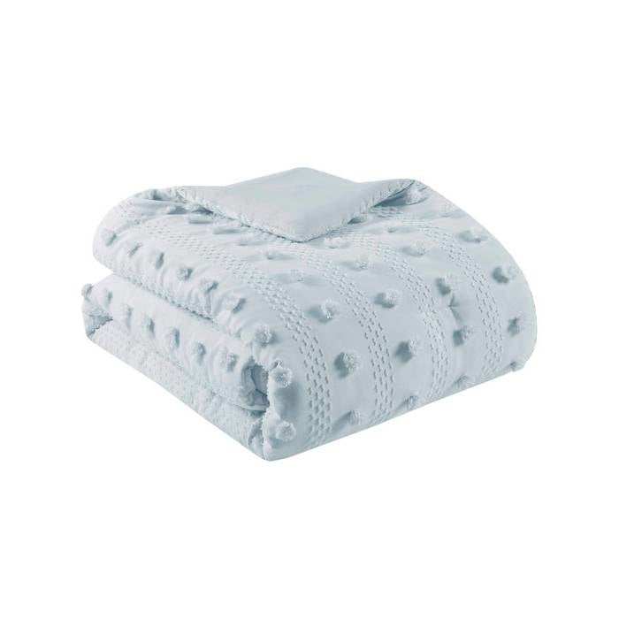 Twin/Twin XL 2-Piece Blue Pompom Microfiber Hypoallergenic Comforter Set