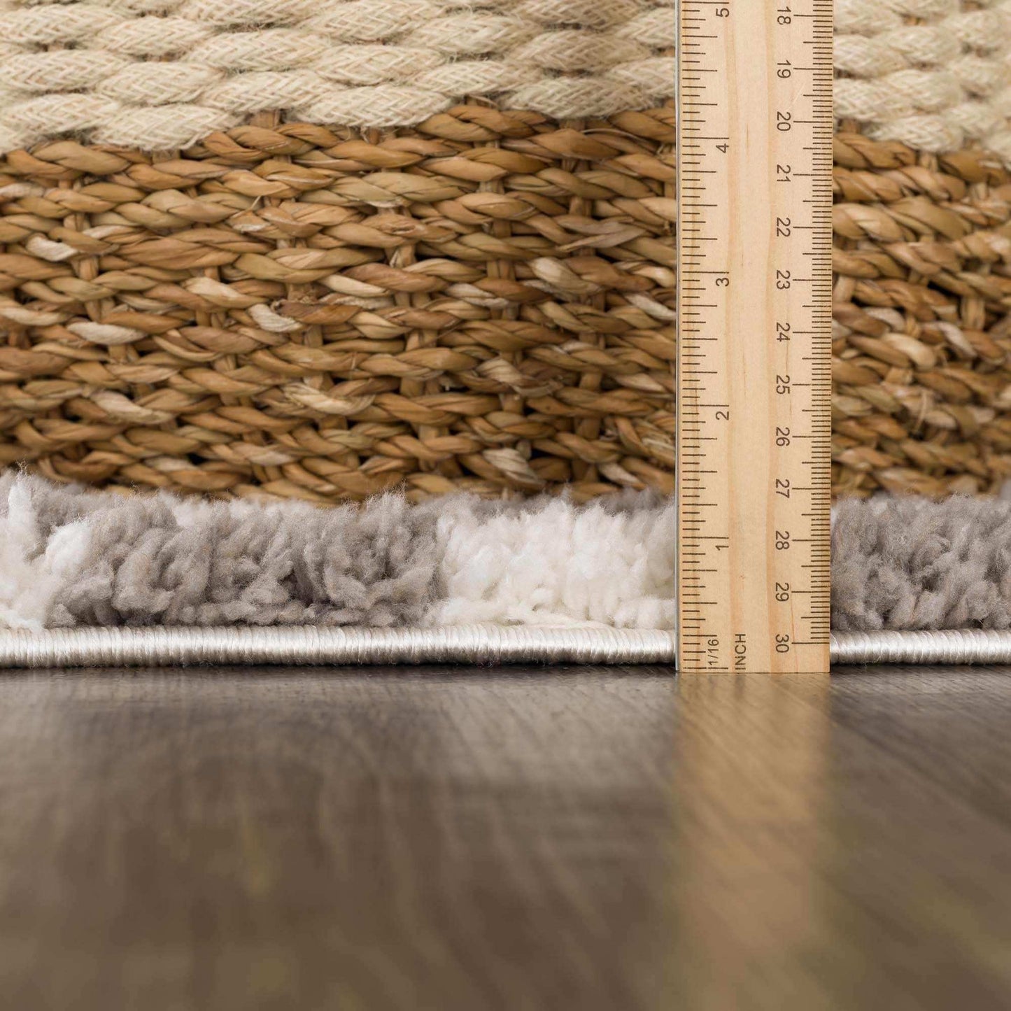 Kieu Taupe Checkered Plush Rug