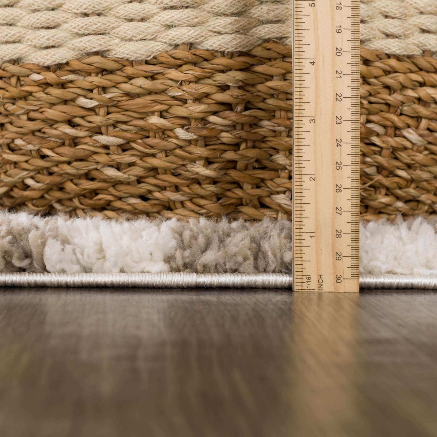 Kieu Taupe Checkered Shag Rug