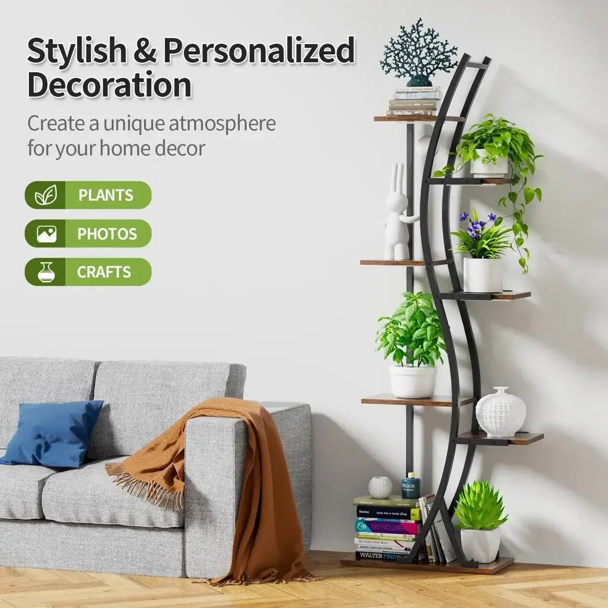 63-inch Tall Modern 6-Shelf Indoor Plant Stand Shelving Unit