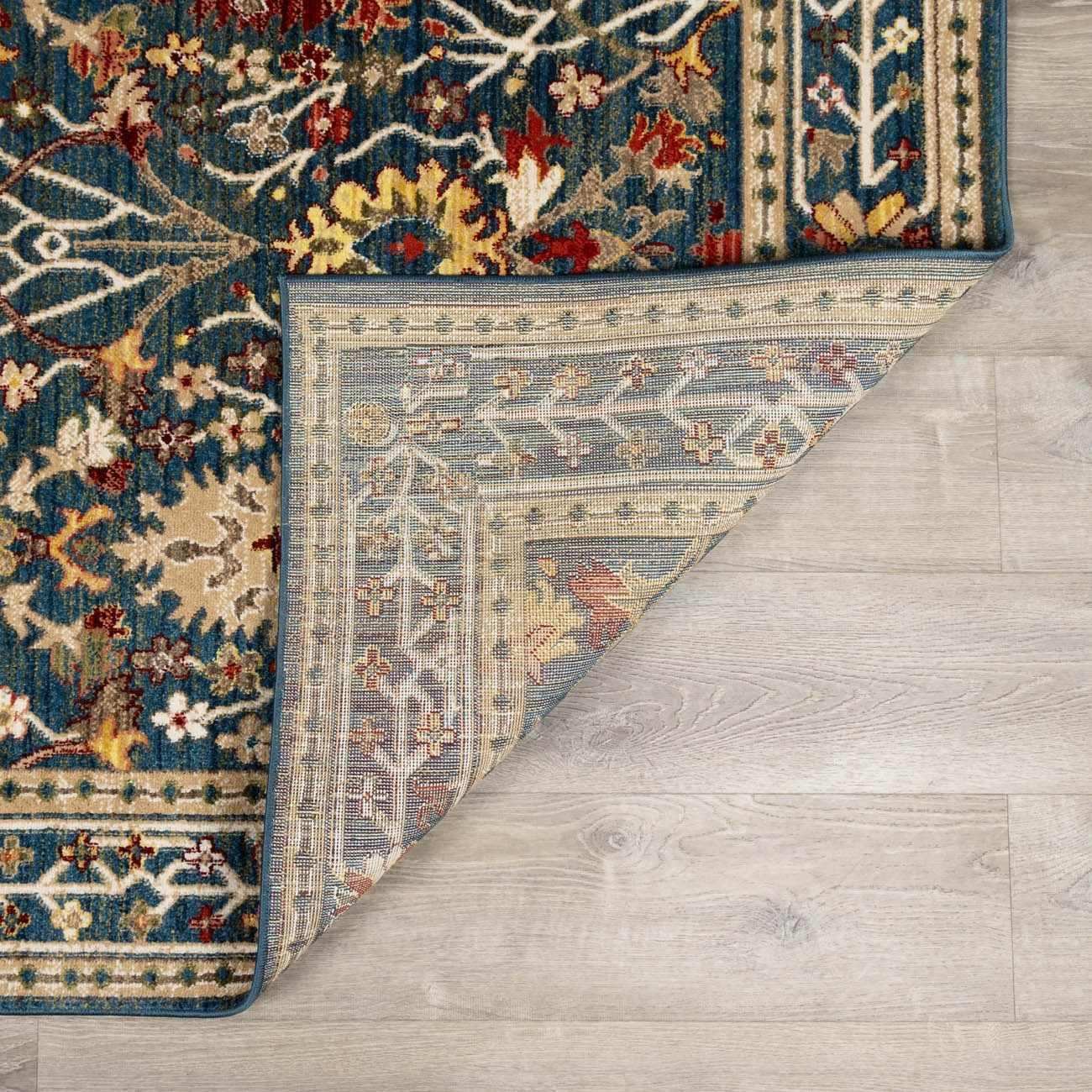 Neola Navy Blue Damask Area Rug