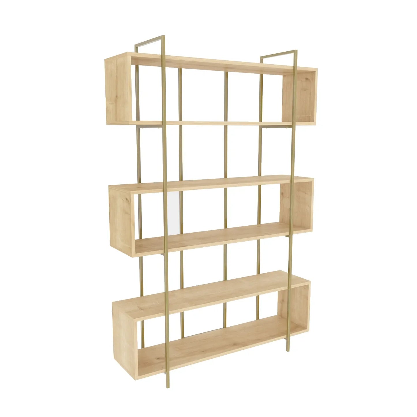Bruti 71" Tall Geometric Metal Wood Bookcase | Bookshelf | Display Unit