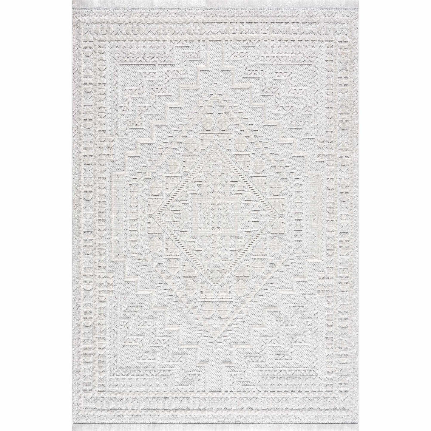 Alya White Fringe Rug