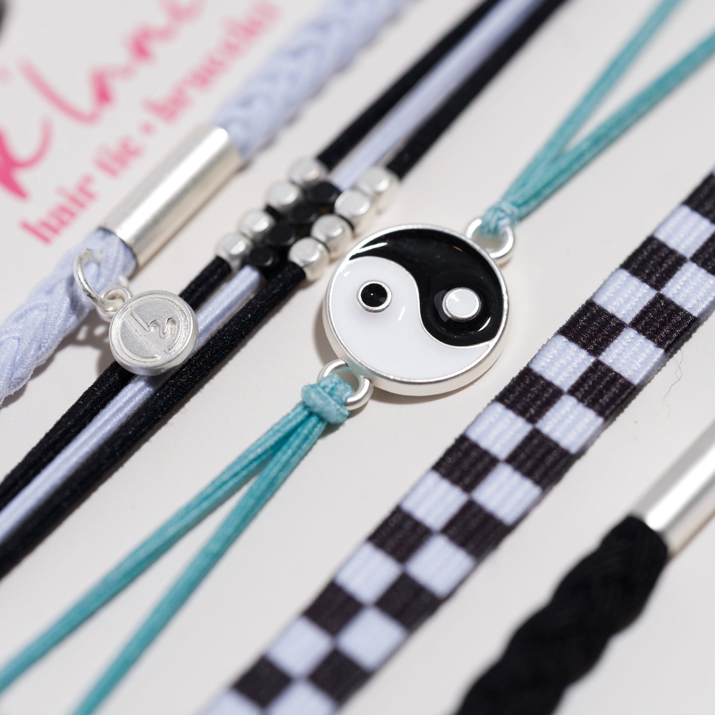 "Balance" Black & White Yin Yang Hair Tie Bracelets