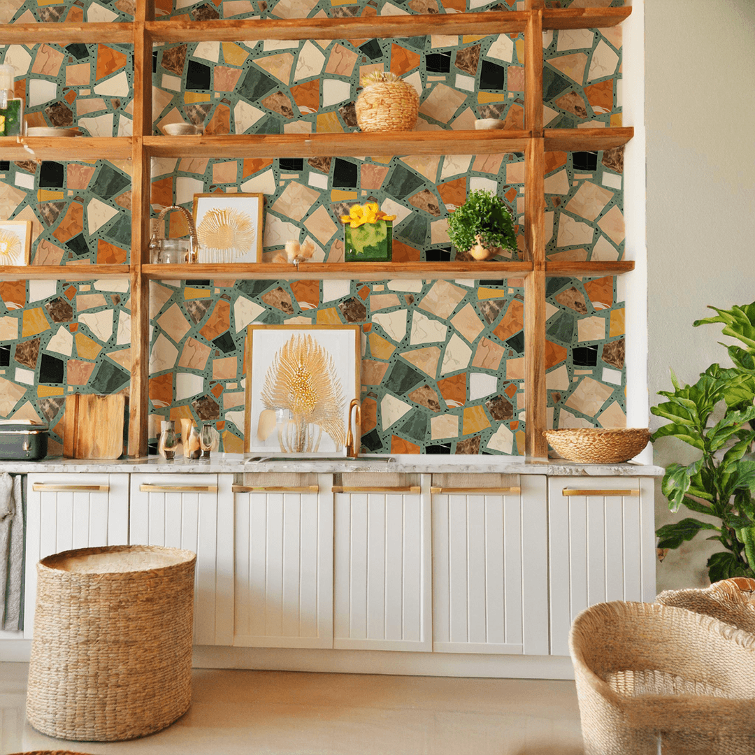 Dolce Terrazzo Wallpaper, teal