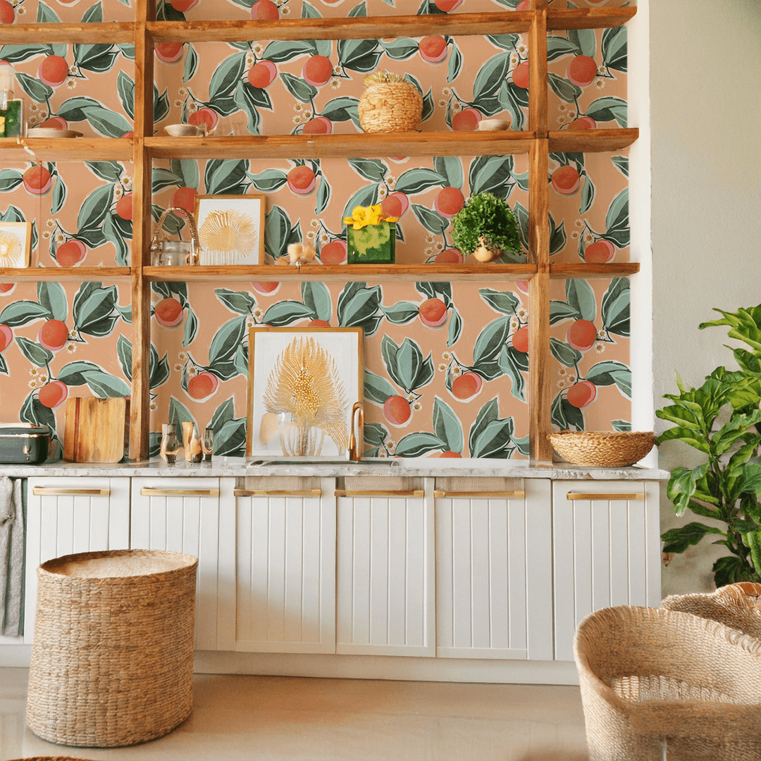 Mandarin Blossom Wallpaper, peach
