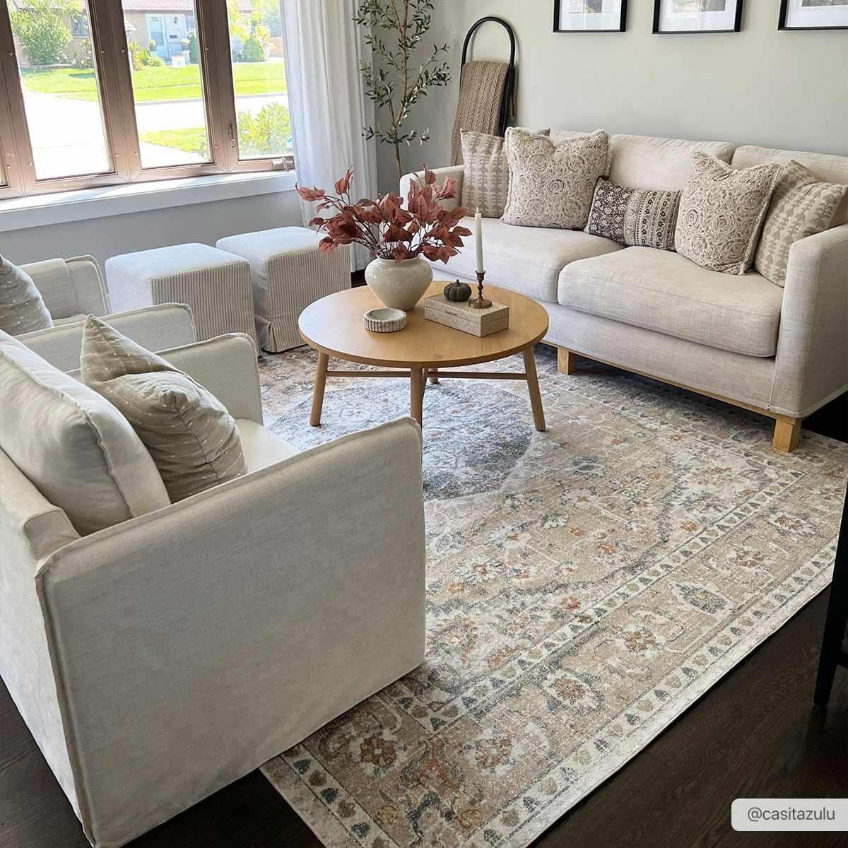 Beige Hiti Washable area rug