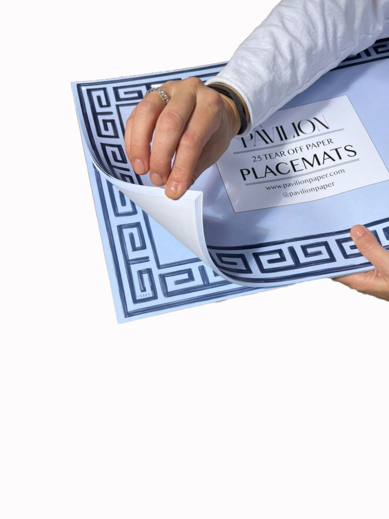 Pavilion Sky and Navy Greek Key Paper Placemat Pad
